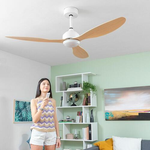 Loftsventilator med LED-lys og 3 ABS-vinger Wuled Træ 36 W 52" Ø132 cm