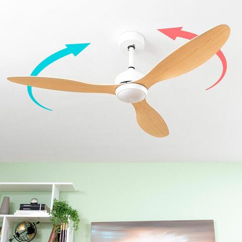 Loftsventilator med LED-lys og 3 ABS-vinger Wuled Træ 36 W 52" Ø132 cm