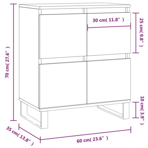 Skænk 60×35×70 cm i hvid konstrueret træ - med jernben