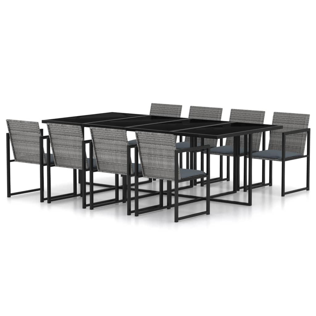 Udendørs Spisebordssæt 5 Dele Med Hynder Polyrattan - 8 / Grå