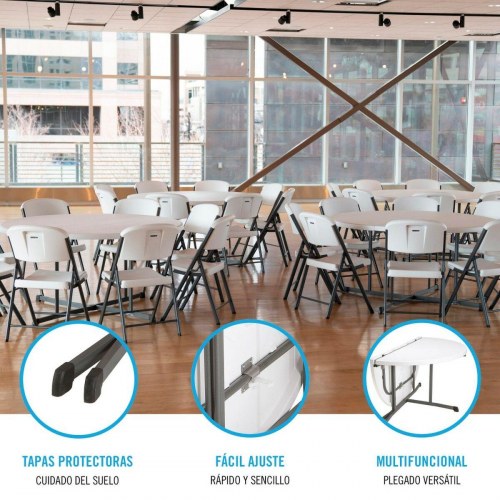 Havebord rundt Lifetime - hvid, foldbart, Ø152 cm, stål/plastik