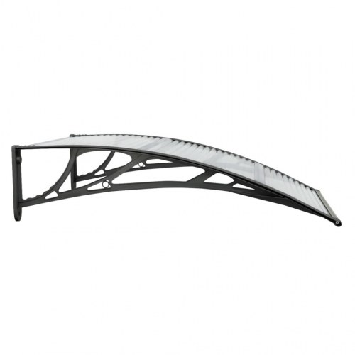 Dørbaldakin 100 × 75 cm - polycarbonat, sort/transparent