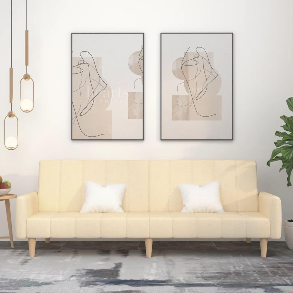 2-Personers Sovesofa Stof - Creme / Med armlæn