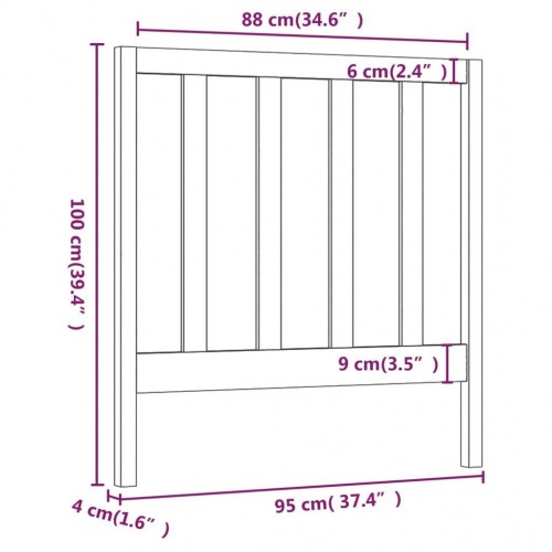 Sengegavl 95×4×100 cm i massivt fyrretræ - hvid