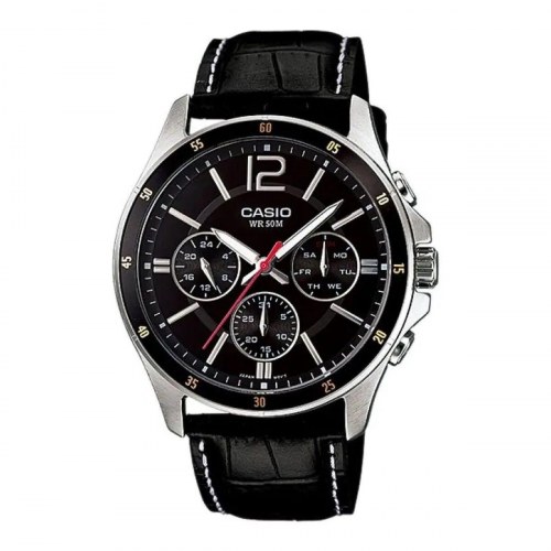 Casio Enticer Gent herreur - sort, læderrem, 43 mm