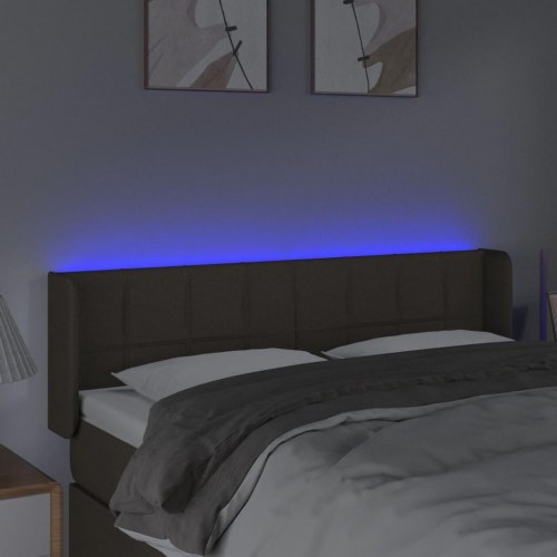 Sengegavl med LED-lys 147 x 16 x 78/88 cm stof - gråbrun