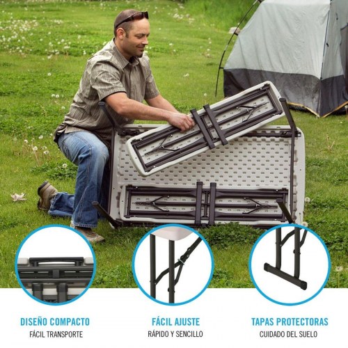 Bord-bænkesæt sammenklappeligt Lifetime, flødefarvet - 106,5 × 73,5 × 61 cm