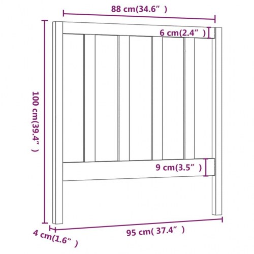 Sengegavl 95 x 4 x 100 cm i massivt fyrretræ - gyldenbrun