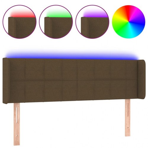 Sengegavl med LED-lys 147 x 16 x 78/88 cm - mørkebrun