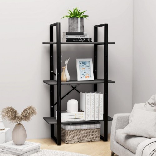 Opbevaringsreol 60×30×105 cm i grå konstrueret træ med metalstel