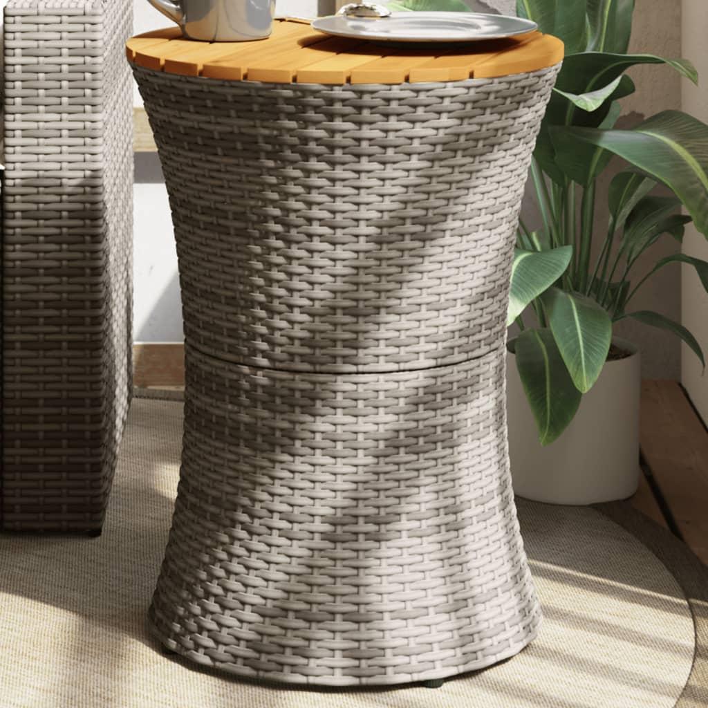 Sidebord trommeformet polyrattan og massivt træ grå