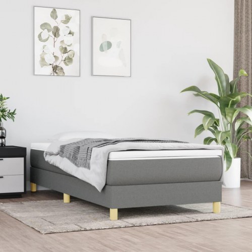 Boxspring sengeramme i stof - mørkegrå 90×190 cm