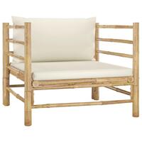 Havesofa med cremehvide hynder bambus