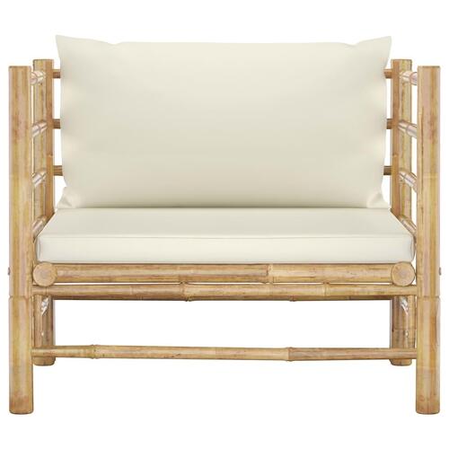 Havesofa med cremehvide hynder bambus