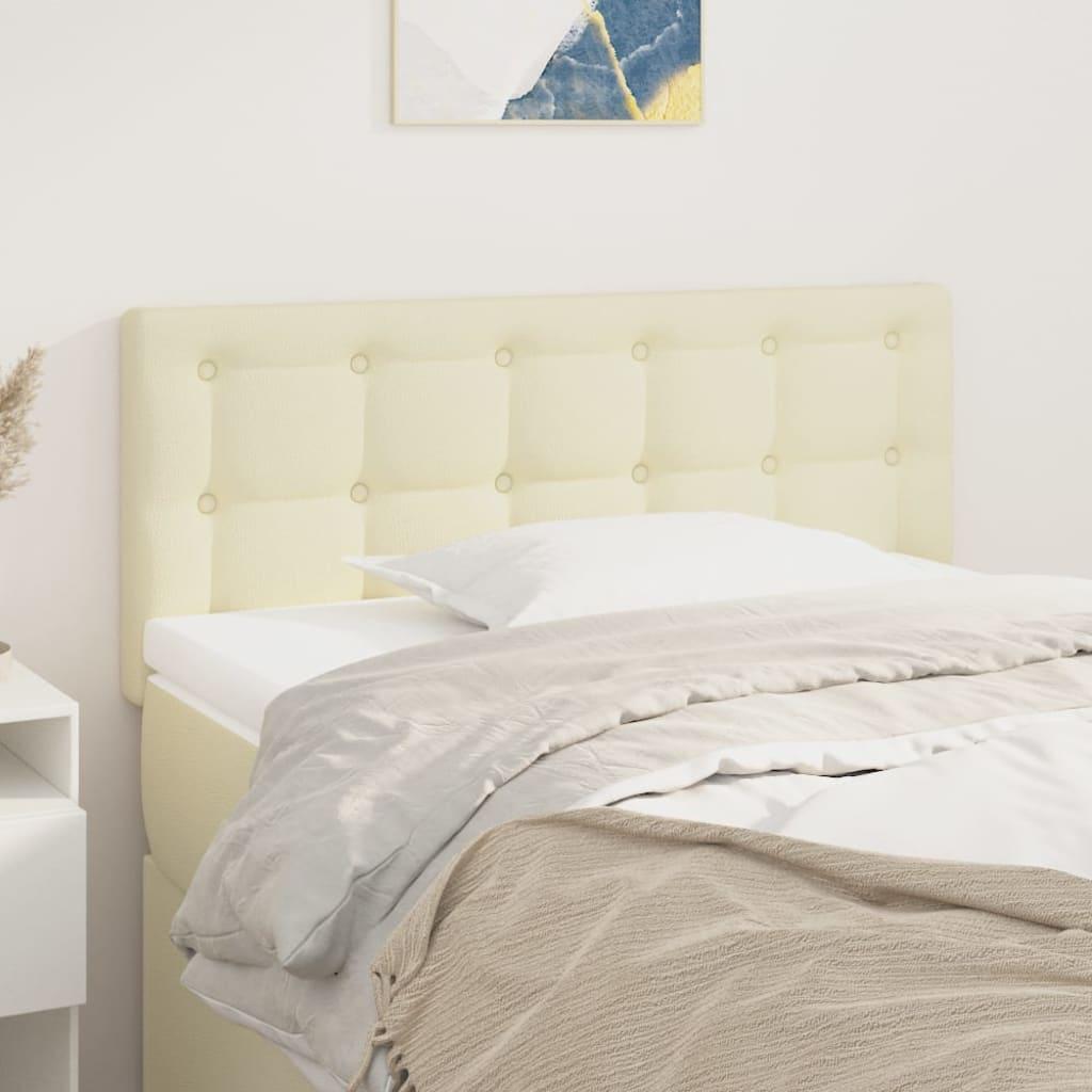 Sengegavl 80X5X78/88 Cm Kunstlæder Farvet Creme - Lav / 100 cm