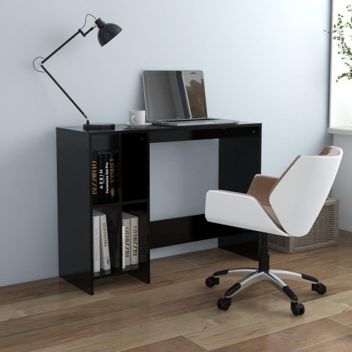 Skrivebord med 4 hylder 102,5 x 35 x 75 cm - sort