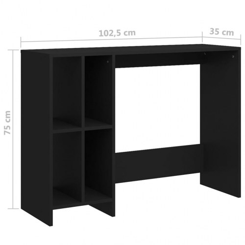 Skrivebord med 4 hylder 102,5 x 35 x 75 cm - sort