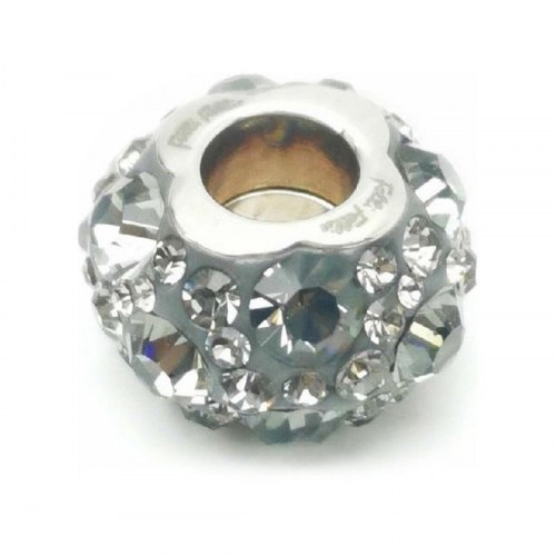 Charm perle til armbånd - grå, 1 cm