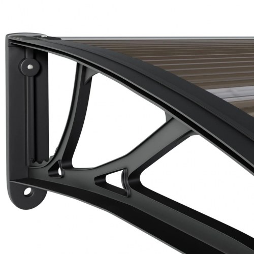 Dørmarkise 350 × 100 cm - sort polycarbonat