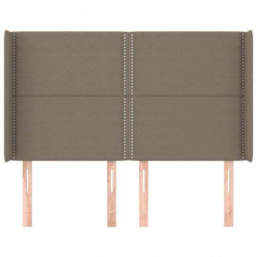 Sengegavl med kanter 147x16x118/128 cm stof gråbrun