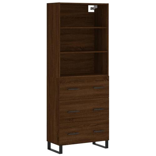 Højskab 69,5x34x180 cm konstrueret træ brun egetræsfarve