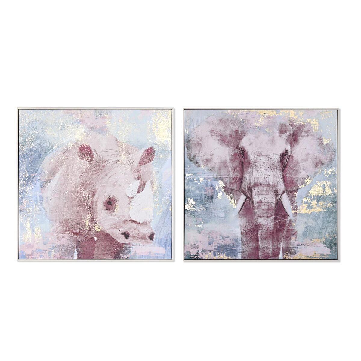 Maleri 103 x 4,5 x 103 cm Elefant Moderne (2 enheder)
