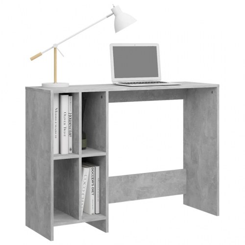 Skrivebord med 4 hylder - betongrå, 102,5 x 35 x 75 cm
