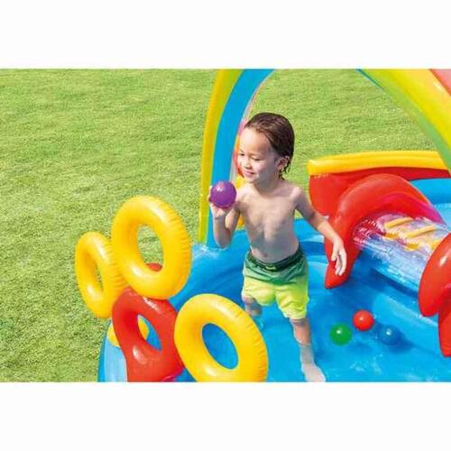 Oppustelig Pool til Børn Intex Legeplads Regnbue 297 x 135 x 193 cm 381 L