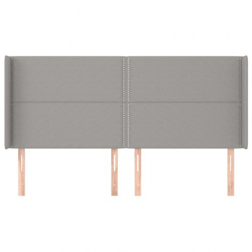 Sengegavl med kanter 163x16x118/128 cm stof lysegrå