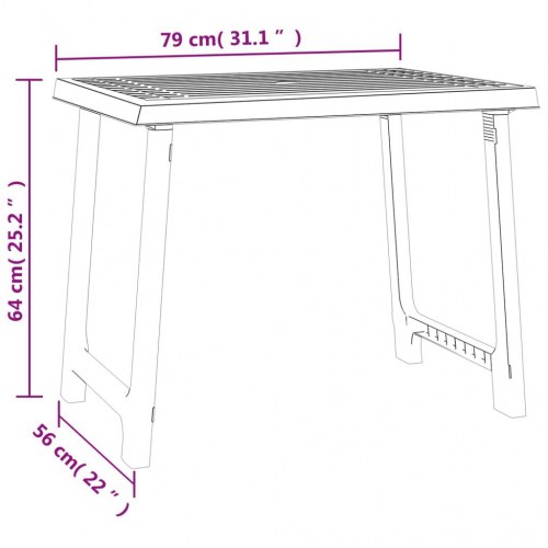 Campingbord 79×56×64 cm i PP med trælook - antracitgrå