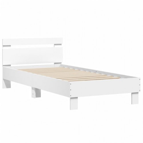 Sengeramme med sengegavl og RGB LED-lys 75×190 cm - hvid