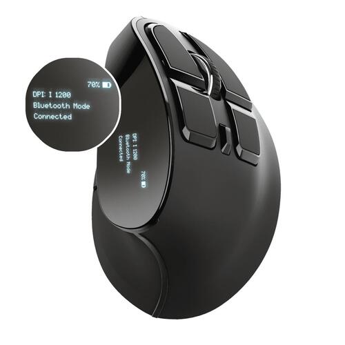 Trådløs mus Trust Voxx Ergonomisk Vertikalt Bluetooth Genopladelig Sort 2400 dpi
