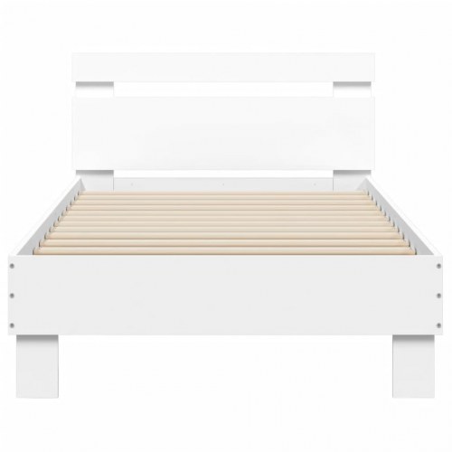 Sengeramme med sengegavl og RGB LED-lys 75×190 cm - hvid