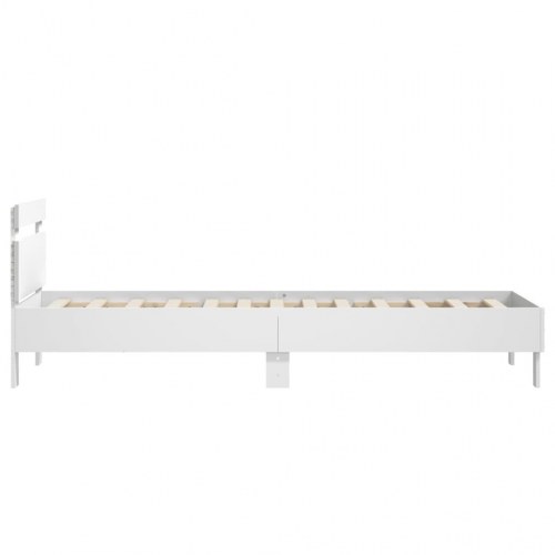 Sengeramme med sengegavl og RGB LED-lys 75×190 cm - hvid