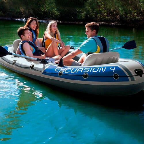 Oppusteligt Skib Intex Excursion 4 Blå Hvid 315 x 43 x 165 cm