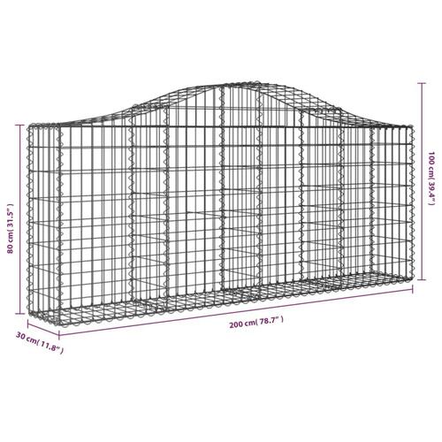 Buet gabionkurv 200x30x80/100 cm galvaniseret jern
