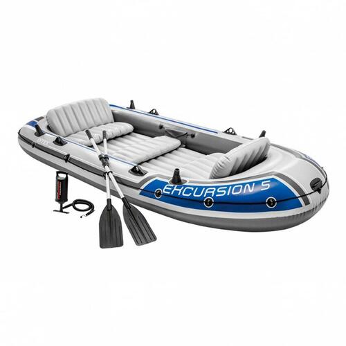 Oppusteligt Skib Intex Excursion 5 Blå Hvid 366 x 43 x 168 cm