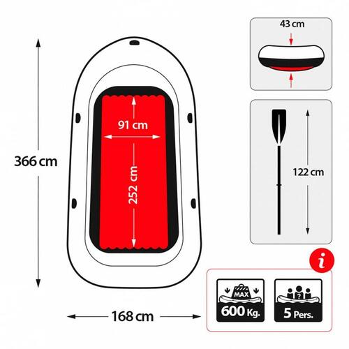 Oppusteligt Skib Intex Excursion 5 Blå Hvid 366 x 43 x 168 cm