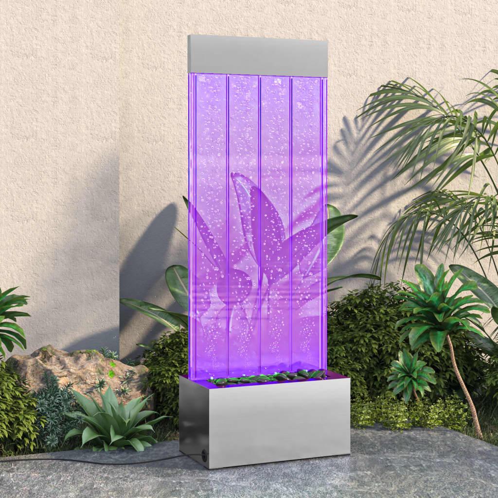151400 vidaXL boblesøjle med RGB LED'er 110 cm rustfrit stål og akryl