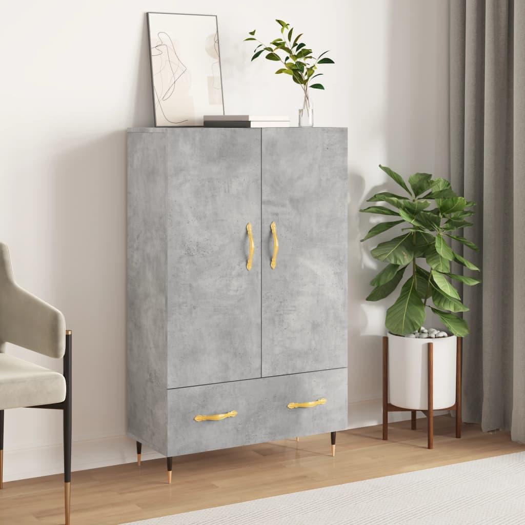Skab med skuffe 69,5×31×115 cm i konstrueret træ - betongrå