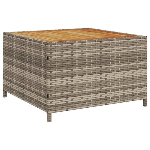 Havesofa med bord og hynder L-formet polyrattan grå