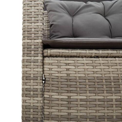 Havesofa med bord og hynder L-formet polyrattan grå