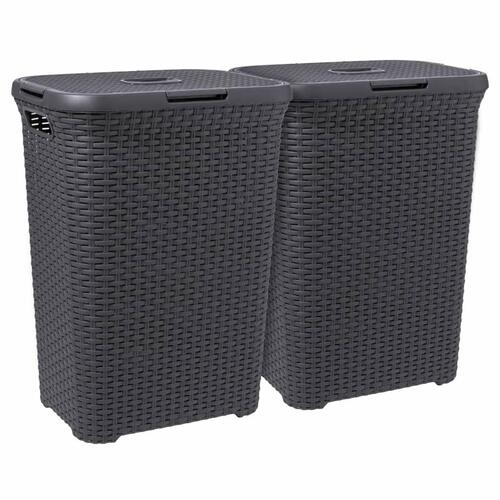 Curver vasketøjskurve med låg Style 2x60 l antracitgrå