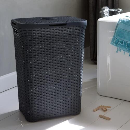 Curver vasketøjskurve med låg Style 2x60 l antracitgrå