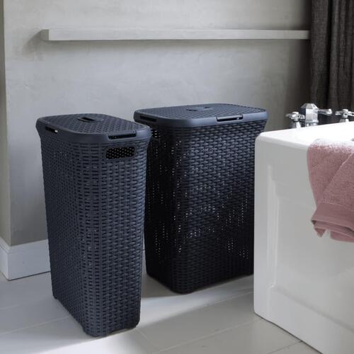 Curver vasketøjskurve med låg Style 2x60 l antracitgrå