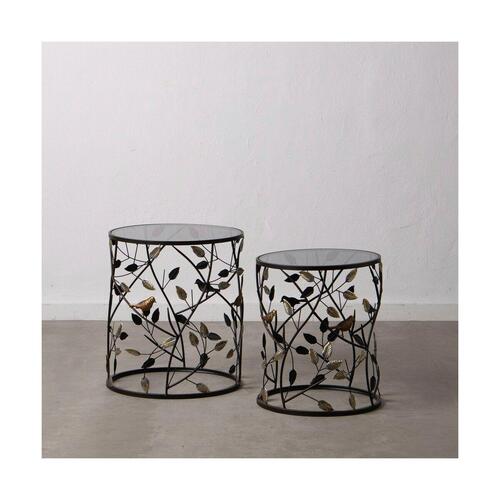 Sofabord 42,93 x 42,93 x 50,04 cm Krystal Sort Gylden Metal (2 enheder)