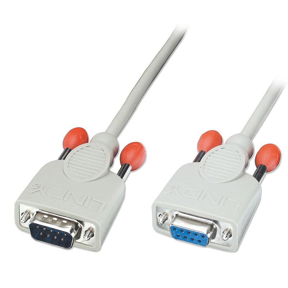 LINDY RS-232 kabel DB9 han/kvinde, 2 m - grå/sort