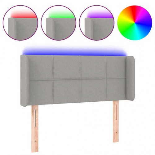 Sengegavl med LED-lys 103 x 16 x 78/88 cm - lysegrå