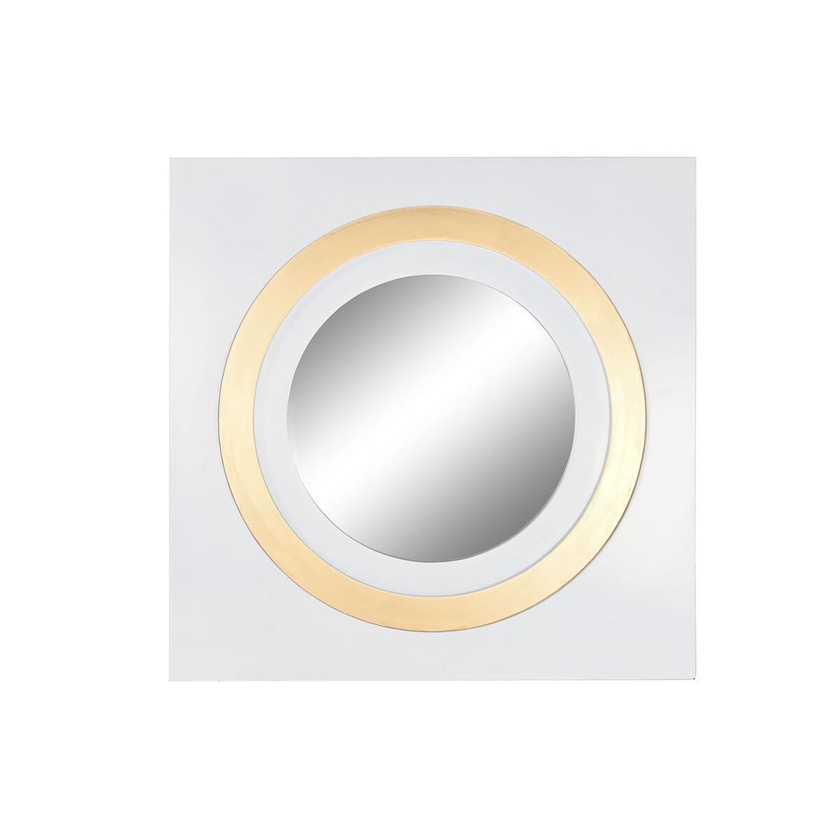 Vægspejl - hvid/gylden, 90 × 90 cm