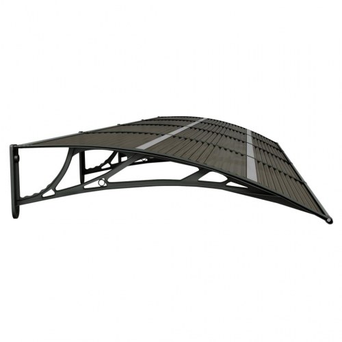 Dørmarkise 400 × 100 cm - sort polycarbonat